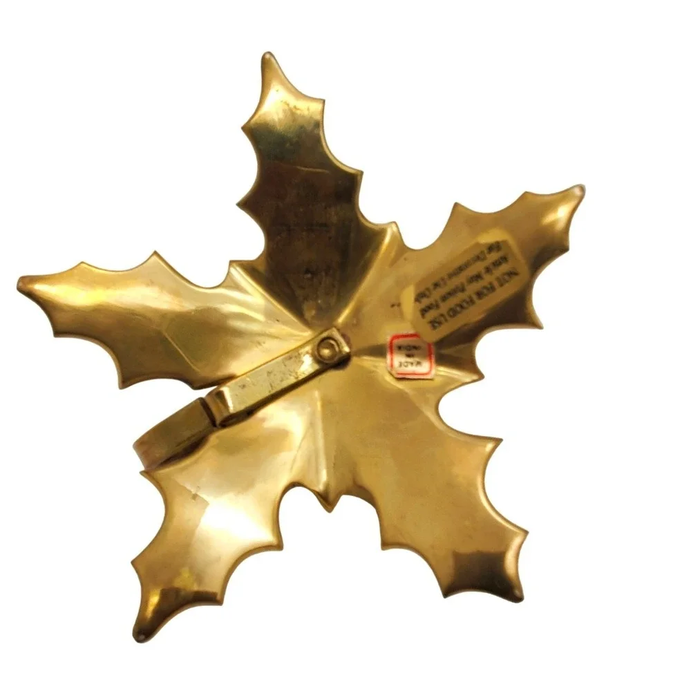 Brass Taper Candle Holder Leaf Autumn‎ Rustic Table Vintage Decor Chamberstick